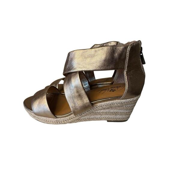 Patricia Nash NEW Rubia Leather Espadrille Wedge Sandals Size 11 Gold Metallic - Picture 5 of 7